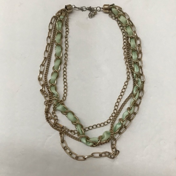 🔥3/$15🔥 Multi‎ strand Necklace gold green - Picture 1 of 8